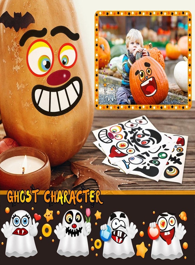 INPLUSTOP Halloween Pumpkin Stickers, Make 60 Faces Pumpkin Decorating Stickers with 12 Sticker Sheets Jack O Lantern Stickers - Image 4